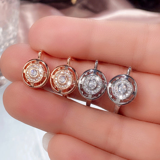 Fashion Round Rhinestones Earrings Women's Creative Hollow Earring Bride Wedding Jewelry