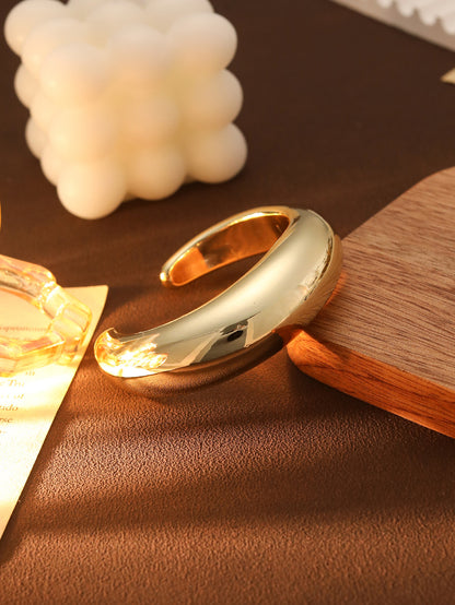 Metal-plated Curved Open Bracelet With A Premium Sophisticated Look For Women