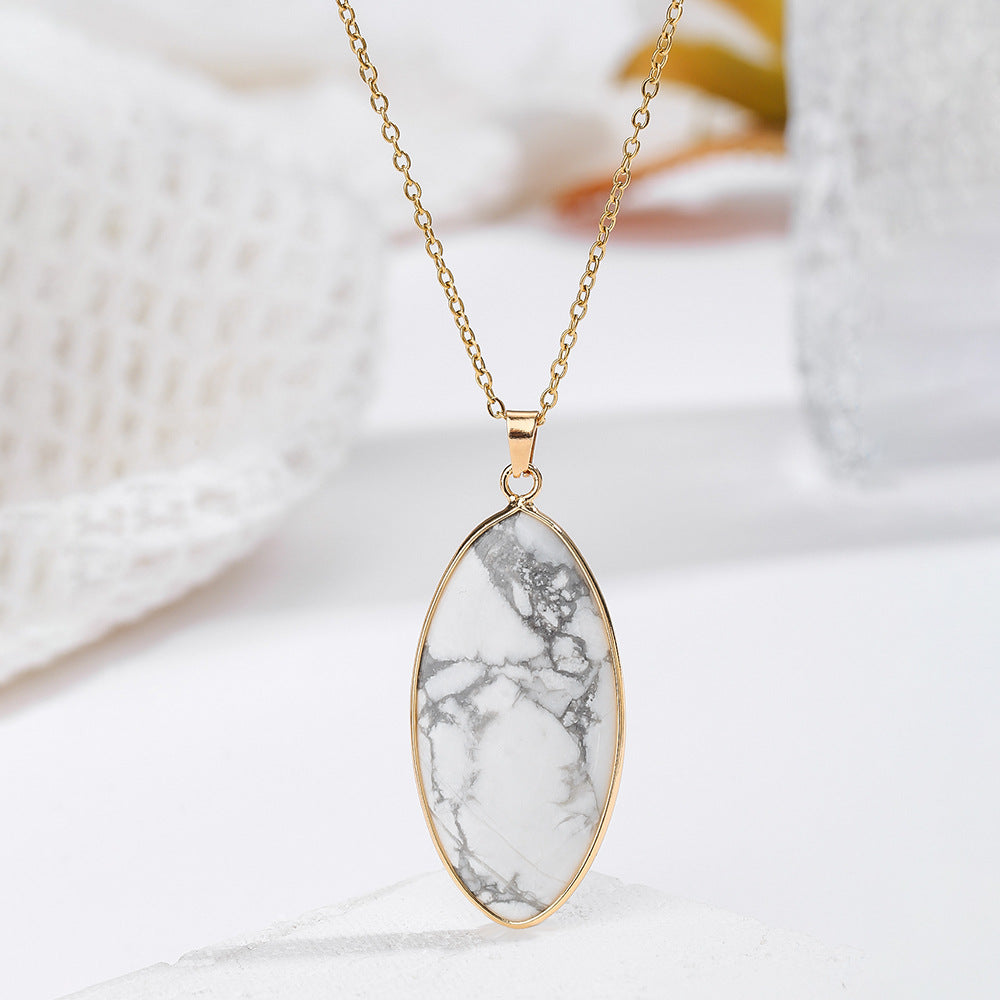 Natural Crystal Pendant Pink Crystal And Turquoise Necklace