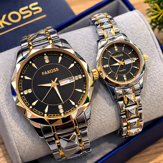FAKOSS Unisex Analogue Casual Watch – Metal Strap, Date Display, Waterproof