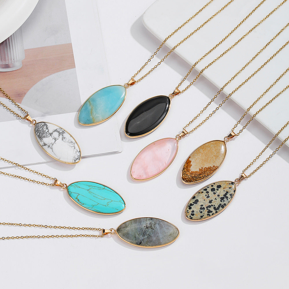 Natural Crystal Pendant Pink Crystal And Turquoise Necklace