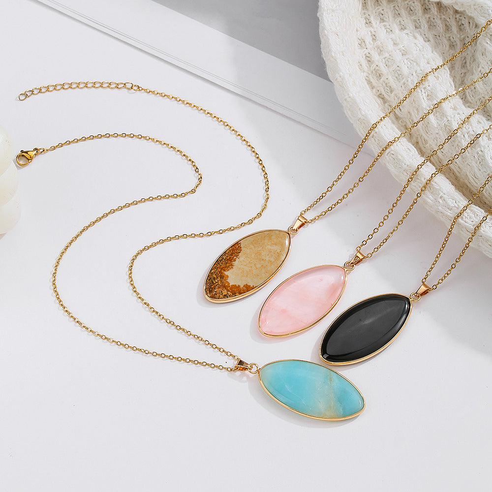 Natural Crystal Pendant Pink Crystal And Turquoise Necklace