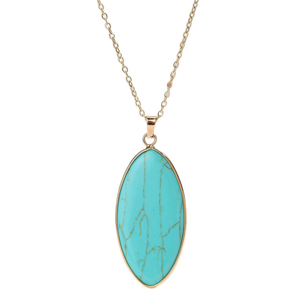 Natural Crystal Pendant Pink Crystal And Turquoise Necklace